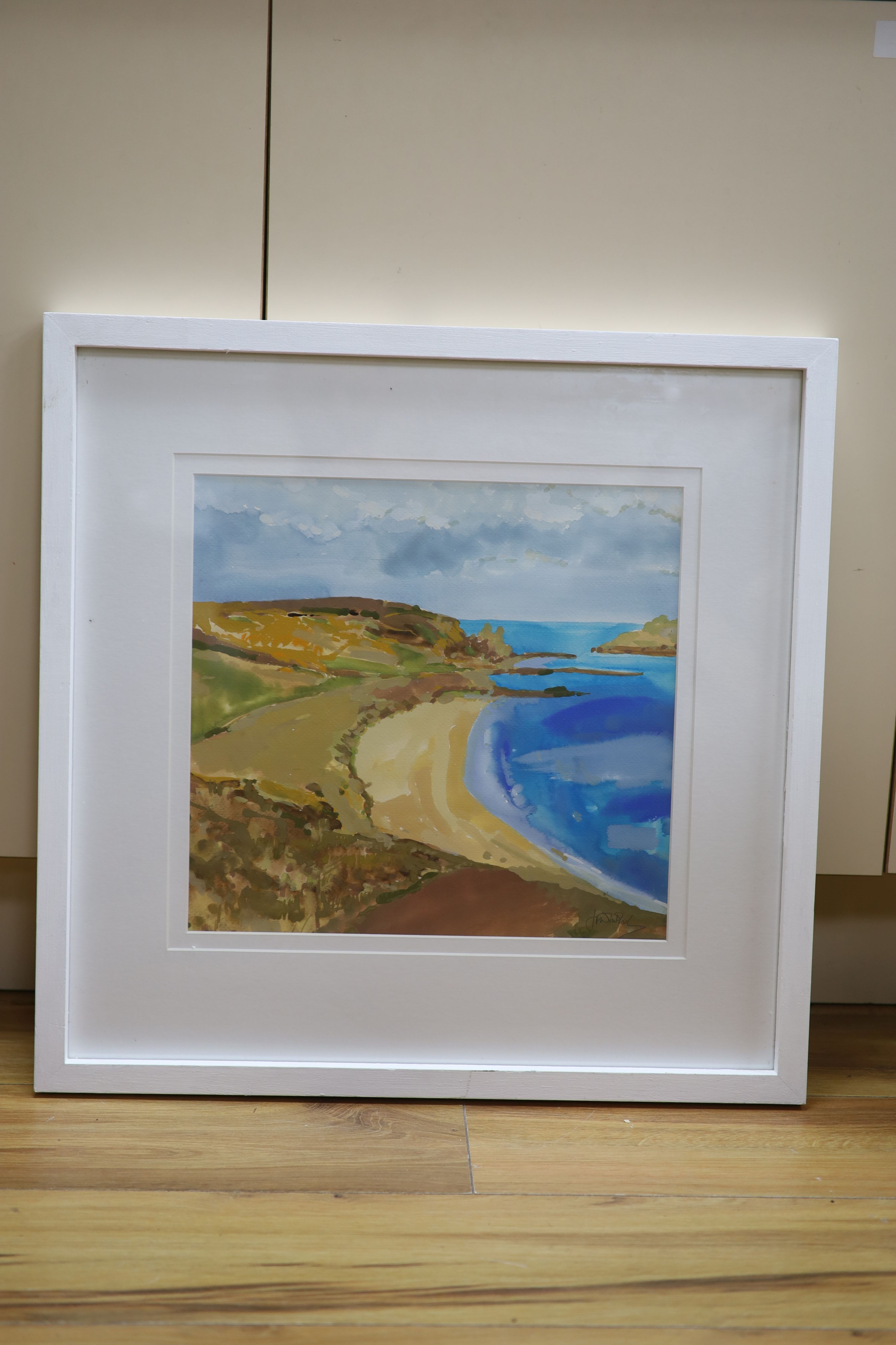 Jim F. Whitlock (b.1944), gouache, Down to Great Bay, Cornwall, signed and dated 2002, 34 x 36cm